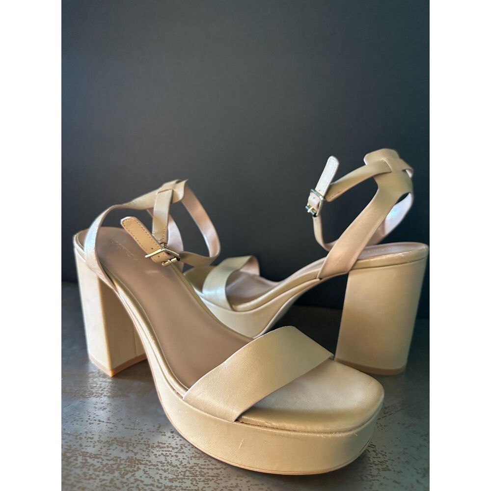 Nordstrom Block Heel Sandals 10 Platform Summer Wedding Resort Nude Tan Anita